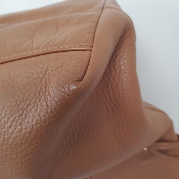 Tory Burch Marion Slouchy‎ Tote Bag East-West Bark Brown Pebbled Leather Purse - Picture 7 of 15